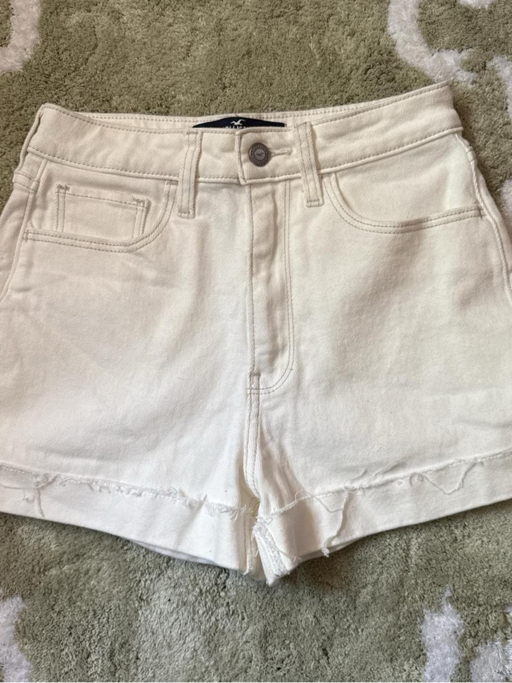 Hollister Cream High-Rise Denim Shorts